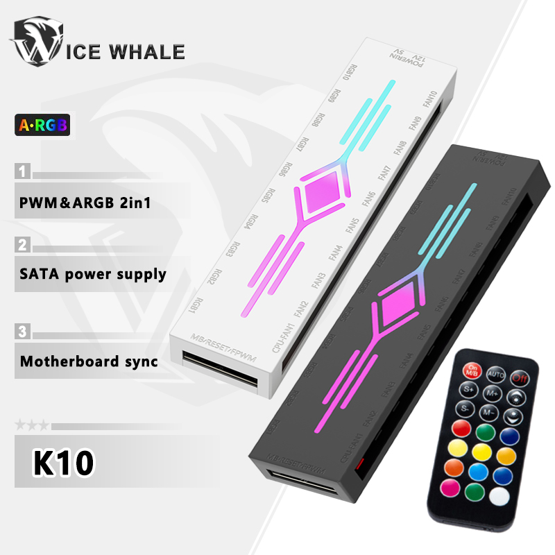 Case Fan Controller - ICE Whale K10 1'den 10'a PWM&ARGB