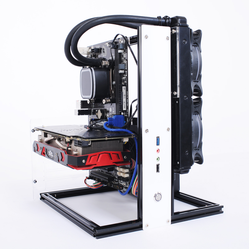 Aluminum Open Frame Test Bench Water Cooling - Su-soğutma alüminyumu Test tezgahı için ITX